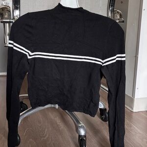 Urban Outfitters Black Cropped Sweater with White Stripes